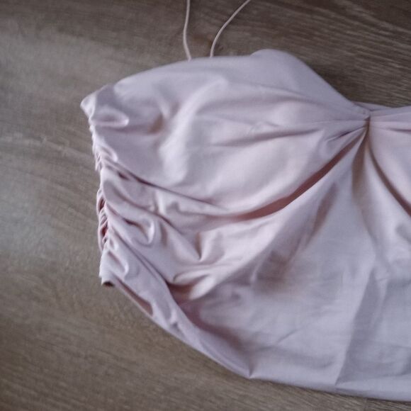 Oh, Polly Ruched Crop Top Strappy Soft Barbie Pink - Picture 6 of 14